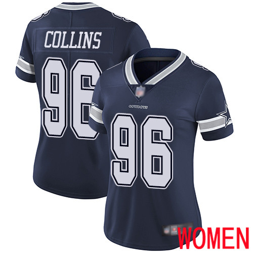 Women Dallas Cowboys Limited Navy Blue Maliek Collins Home #96 Vapor Untouchable NFL Jersey